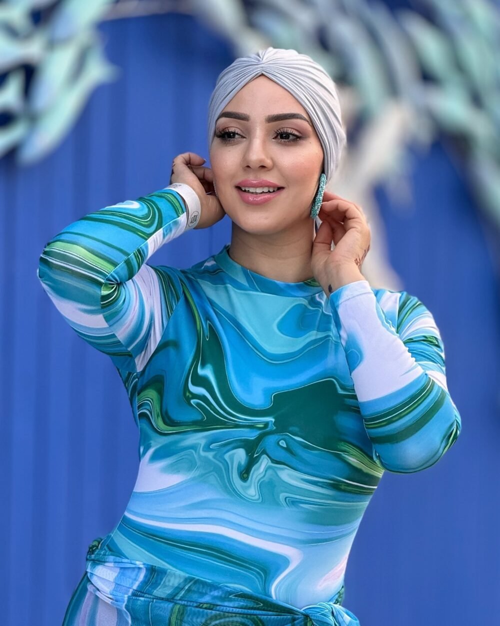 Turban Plissé Plage Gris