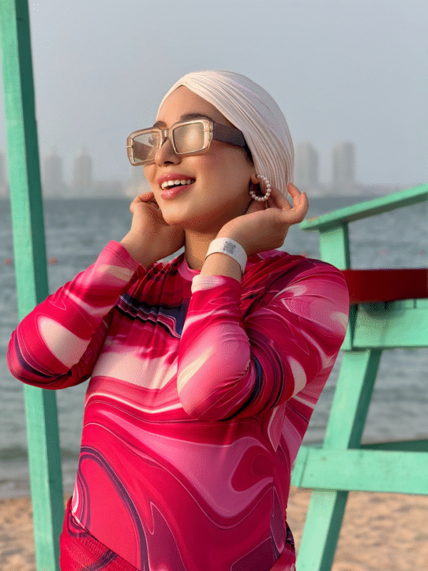 Turban Plissé Plage Saumon