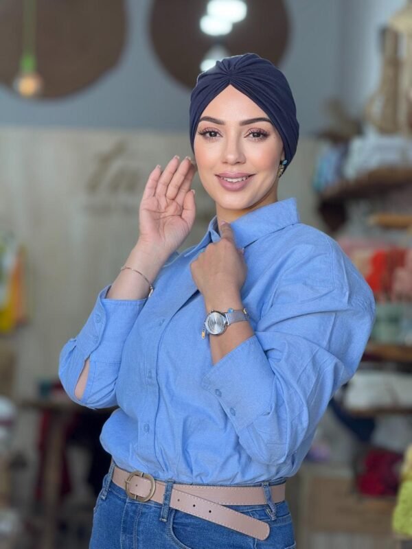 Turban plissée Bleu marine